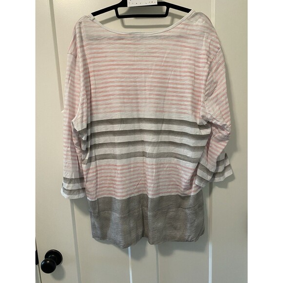 Womens Wild Palms 3/4 Sleeved Striped Gray And Pink Shirt XXL - Picture 7 of 7
